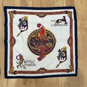 Vintage Irish Silk Scarf Book of Kells Celtic Scroll Red Purple Gold Ireland